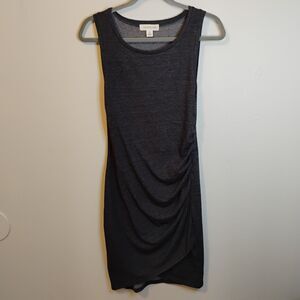 Casual Dark Gray Ruching Dress MIDI Knee Length Size Sporty Minimalist Comfy Med